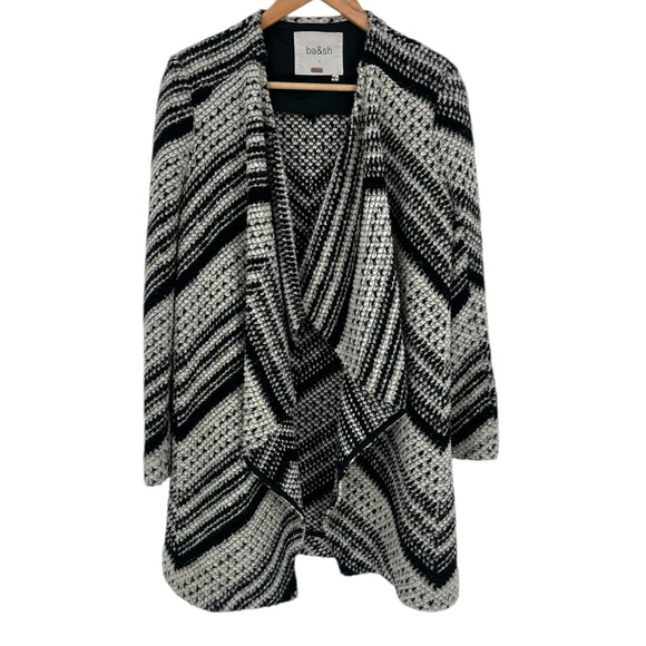 ba&sh Icare Open Front Knit Cardigan Black White - 1 (US Small) - Picture 2 of 11
